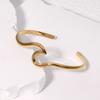 Pulsera Geométrica Simple de Estilo Frío Transfronteriza Europea y Americana Amor Flor Oro Francés Chapado Acero Inoxidable para Mujer