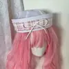 Chapéu de Marinheiro com Laço Plissado Estilo Japonês para Meninas JK Emagrecimento Facial Chapéu Fofo Outono e Inverno Doce Versátil Chapéu Azul Marinho