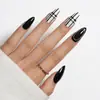 Uñas postizas desmontables armadura almendra francesa negra lateral simple moda uña postiza uña parche de uña uña al por mayor