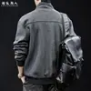 Jaqueta masculina com zíper e gola alta, nova coleção outono 2026, corte solto, plus size, peça externa casual, com toque de alta qualidade, feita de mistura de lã