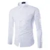 Espacio Nueva Camisa de Manga Larga Color Caramelo para Hombre Color Sólido Simple Casual Corte Ajustado Cuello de Solapa Manga Larga Camisa Top para Hombre