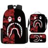 Mochila de estudante de tubarão de correspondência de cores de camuflagem transfronteiriça impressão digital de grande capacidade Cartoon Cartoon mochila mochila
