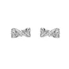 Pendientes originales de plata s925 con circonita incrustada, diseño de lazo hueco para mujer, juego de joyería versátil de lujo ligero para el Festival Qixi, collar elegante