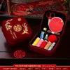 Conjunto completo de artigos para casamento: kit de costura, conjunto de dote de alta qualidade para uso doméstico, caixa de casamento vermelha prática para a noiva
