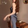 Pijama Sexy de Tirantes Largos sin Mangas con Escote en V Profundo y Espalda Descubierta Guiruo, Ropa de Casa Casual para Mujer, Traje 2122