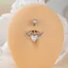 Europa y Estados Unidos transfronterizos súper ventas joyería de acero inoxidable moda nuevo flor de circonita incrustada anillo para ombligo clavo para ombligo ombligo mujeres
