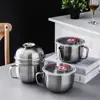 Taza de acero inoxidable 304 para comida rápida con compartimento caja de comida rápida dormitorio de estudiante taza para fideos instantáneos tazón para fideos instantáneos filtro taza con filtro de aceite
