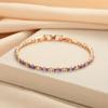 Pulsera Transfronteriza de Lujo Ligero de Cristal Morado para Mujer Imitación Moissanita Pequeña Elegante Dorado Champaña Joyería de Mano de Larga Data