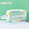 Bolsa de Cosméticos Transparente com Borda Colorida Fosca Personalizada, Simples, Portátil, À Prova d'Água, Necessaire, Cosméticos de Viagem, Armazenamento de Grande Capacidade
