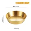 Fornecido Diretamente do Fabricante, Prato de Kimchi em Aço Inoxidável, Prato de Acompanhamento Estilo Coreano Dourado Sem Aro para Restaurante de Churrasco, Prato para Molho, Prato para Mergulhar Temperos