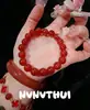 Joyería Pulsera de Ágata Roja Natural Brasileña Nuevo Estilo Chino Año de Nacimiento Cuarzo Roca Pulsera de Cuentas Rojas Flores Florecientes
