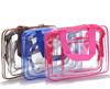 Bolsa de cosméticos impermeable se puede imprimir logo fábrica directa pvc transparente de tres piezas multifuncional almacenamiento de viaje bolsa de aseo