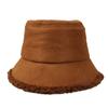 Gorro de pescador de lana de cordero otoño e invierno Nueva Moda estilo coreano versátil estudiante sombrero de cubo de gamuza para hombre grueso cálido viaje