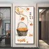 Nova Pintura de Entrada Chinoiserie Caqui Caqui Ruyi Pintura Decorativa de Entrada Pintura de Corredor Mural Vertical Pintura Pendurada no Fim do Corredor de Entrada