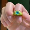 Anillo de monstruo con combinación de gato negro europeo y americano, ojo grande, dulce y genial, dibujo animado, bonito anillo de pareja BFF, regalo, joyería