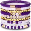 Amazon El más vendido Juego de Pulseras para Día de Partido Set de 9 Piezas para Mujer Elástico con Cuentas Pulsera de Arcilla Suave Set de Decoración Fábrica