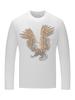 Camiseta de manga larga para hombre, camiseta modal gorda de otoño, ropa de primavera y otoño, camisa de talla grande para hombre, camiseta de fondo con diamantes de imitación de águila