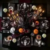 Plato de Papel Desechable y Servilletas Estilo Gótico Calavera Telaraña para Halloween Transfronterizo Set de Vajilla para Fiesta Temática Oscura