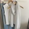 Bufanda de mujer para otoño e invierno, nueva bufanda de seda de color liso de estilo japonés de alta gama, chal largo, calentador de cuello cálido