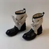 Botas vaqueras retro de otoño e invierno con textura de cuero, cómodas y no fatigantes para mujer, con botas Martin casuales de retazos y envueltas