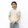 Camiseta de Punto de Manga Corta Estilo Old Money para Hombre, Tendencia Europea y Americana Ins Color Sólido Capa Base Casual para Verano