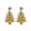 Pendientes de Navidad transfronterizos europeos y americanos, pendientes clásicos de árbol de Navidad con cuentas de metal, pendientes de moda de reno y lazo con pedrería