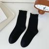 Miu Auricularia Encaje Primavera y Verano Estilo Ballet JK Color Sólido Combinan con Todo Sin Hueso Calcetines Luna Algodón Puro Media Caña Calcetines de Mujer Calcetines Apilados