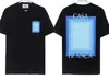 Camiseta Unissex de Manga Curta Verão Casa Masculina Transfronteiriça Casablanca Azul Quadrado Gradiente Estampa de Logo com Letras