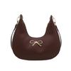 Bolsa Feminina Portátil Simples 2025 Nova Bolsa Feminina Texted Underarm Bolsa de Ombro Bolsa de Laço Commuter Simples Bolsa de Lua Nova