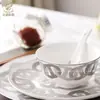 Estilo Europeo Transfronterizo Simple Moderno Fresco Hueso de China Plata Pista Plato para Comida Occidental Taza y Platillo Decoración para Filete Decoración de Mesa