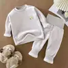 Conjunto de ropa interior de otoño e invierno para bebés y niños pequeños, conjunto para proteger la barriga y abrigar al bebé, ropa cálida con forro polar para primavera y otoño para bebés y niños pequeños