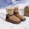 Bota curta de algodão 2026 dois usos inverno fivela de couro sola grossa com veludo quente bota curta bota de neve moda feminina dobrável