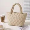 Nova bolsa de mão com padrão de diamante para estudantes levarem o almoço, bolsa de lancheira portátil para trabalho e deslocamento, bolsa de almoço para atividades ao ar livre
