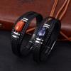 Venta Caliente Transfronteriza para Pulsera de Ojo de Tigre para Hombre Pulsera de Cuerda de Cuero Multicapa Pulsera Pulsera Europea y Americana Pulsera de Hebilla Magnética Joyería
