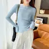 Nueva Camiseta Base de Punto Redonda Estilo Suave Otoño/Invierno 2026 para Mujer, Cálida, Amigable con la Piel, Elástica, Top Ajustado