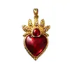 Pingente de coração de esmalte vinho vintage com asas de anjo e forma de coração em chamas, acessórios de joias para comércio exterior transfronteiriço atacado
