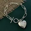 Joyería de Comercio Exterior de Lujo Ligero Pulsera de Clip de Papel Colgante con Forma de Corazón Pulsera con Dijes Pulsera Versátil Exquisita Chapada en Plata para Hombres