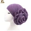 Nuevo Turbante de Flor Grande de Seda Brillante Sombrero Indio Venta Caliente de Comercio Electrónico Transfronterizo Suministro Tjm-322 Estilo Étnico