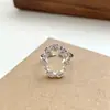 Anel Coração Doce e Cool Fashion para Mulheres, Anel Aberto Exagerado com Personalidade Geométrica Vazada Oval, Anel para Dedo Indicador Estilo Ins Tendência