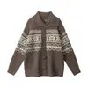 Cárdigan Heyhenry Fair Isle con Botones de Cuerno Suéter Holgado Perezoso para Mujer Otoño e Invierno Chaqueta de Punto Perezosa para Pareja