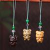 Antiguo Sándalo Verde Tallado Lindo Panda Luchador Cadena para Teléfono Móvil Colgante para Bolso Llavero para Mujer Regalo