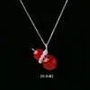 Colgante de cristal natural, collar de cuentas de cristal blanco, cadena para la clavícula popular, accesorio de cadena para suéter de calabaza de bola de cristal decorativa