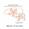 B3717 Pulsera de Brazo con Flor de Esmalte de Doble Cabeza Dulce y Fresca Línea Elegante de Moda Brazalete de Brazo de Círculo Abierto