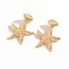 Pendientes de Oro al por Mayor Europeos y Americanos Transfronterizos Pendientes Irregulares de Estrella de Mar para Mujeres Vacaciones en la Playa Textura Plisada Pendientes Exagerados