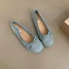 Zapatos de ballet con cabeza redonda y lazo francés, zapatos de hada, zapatos planos y suaves para noche, nuevos zapatos pequeños individuales de verano para damas