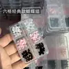 Conjunto de Caixa Transfronteiriço com 6 Compartimentos de Acessórios de Laços para Nail Art, Laços de Fita Versáteis 3D, Pequenos Acessórios Clássicos Atacado