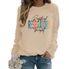 Amazon Comércio Exterior Suprimento Respiratório Estampado Moletom Feminino Gola Redonda Versátil Tamanho Europeu Casual Solto
