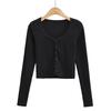 Otoño e Invierno nuevo top de camiseta de manga larga ajustada con cuello en U para mujer europeo y americano C75168