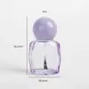 Botella de vidrio para esmalte de uñas de 8 ml, color púrpura translúcido, forma irregular, con tapa de bola y pincel, hecho a medida para salones de uñas, esmalte de uñas en gel, material de empaque cosmético