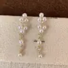 Brincos de Pérola em Gota Minimalistas Estilo Francês com Cravação de Diamantes, Estilo Celebridade da Internet, Brincos Elegantes de Alta Qualidade Vintage para Revenda para Mulheres